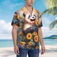 thumbnail image 3 of Fotbe Elegant Cute Panda Sunflower Camisa Hawaiana para Hombre Unisex – Camisa Casual de Verano con Botones de Manga Corta de Algodón y Lino,Small, 3 of 7