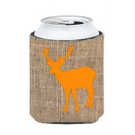 Deer Burlap and Orange Can or Bottle  Hugger