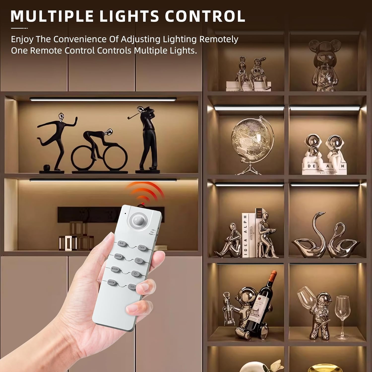 Under Cabinet Lighting,204 LED Wireless Motion Sensor Light Indoor, Rechargeable Closet Lights Battery Operated,Dimmable & 3 Color Temps,Magnetic Under Counter Lights for Kitchen, Closet