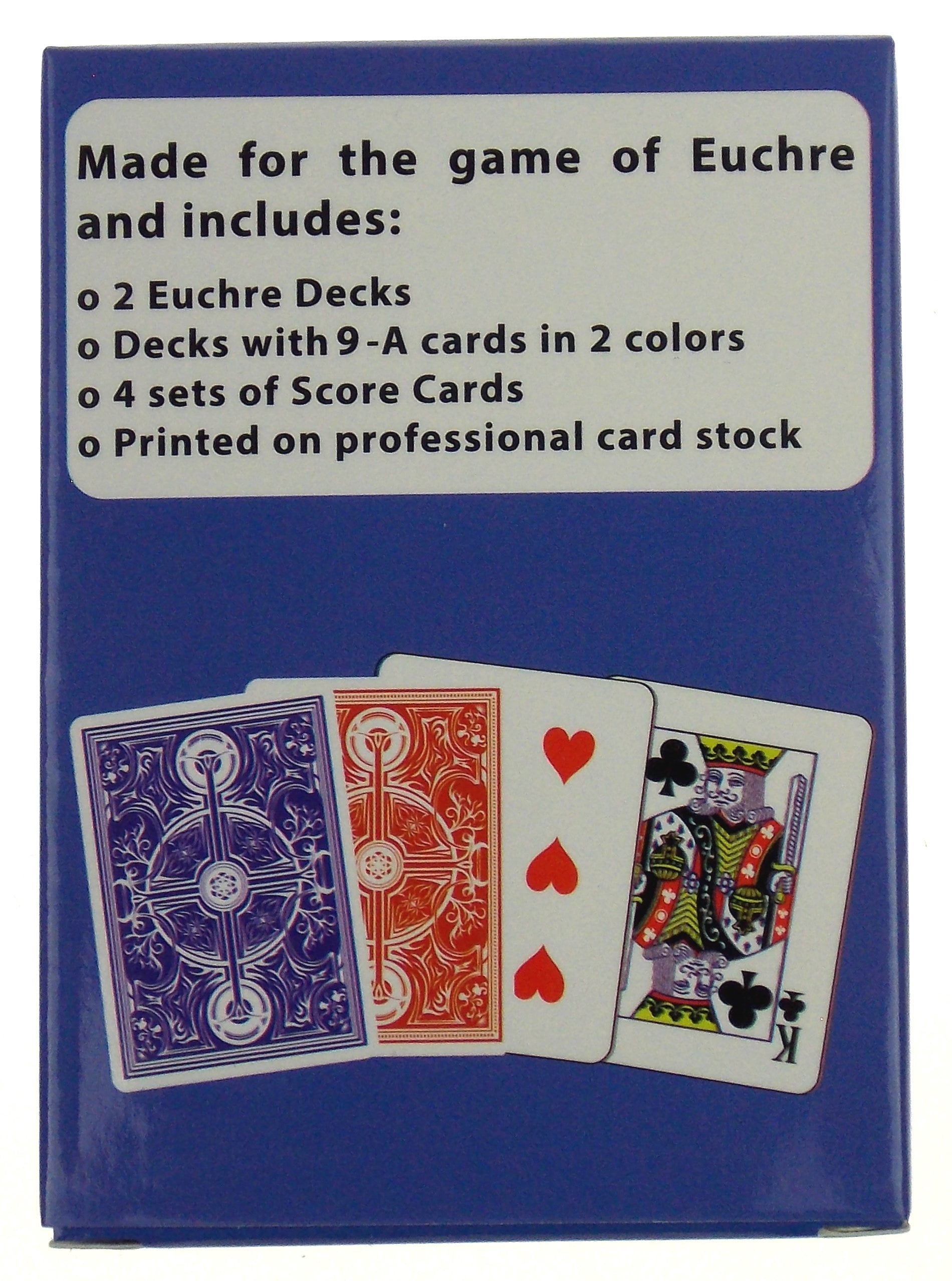 Hickoryville Euchre Playing Cards -2 Euchre Decks in 1 Box with Tan Leather Storage Case