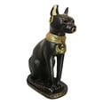 thumbnail image 3 of Large Black And Gold Egyptian Goddess Cat Bastet With Scarab Amulet Statue 37"H, 3 of 6