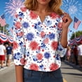 thumbnail image 6 of vigerkar 4th of July Shirts for Women Henley V Neck Button 3/4 Sleeve Tops Independence Day American Flag Patriotic T Shirts (Sky Blue, XXL), 6 of 8