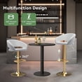 thumbnail image 4 of PU Leather Bar Stools, Adjustable Height 24."-32.25, Swivel Barstools with Back & Footrest, Upholstered Bar Chairs for Kitchen Island, Dining Room, Home Bar (White, Gold Base), 4 of 12