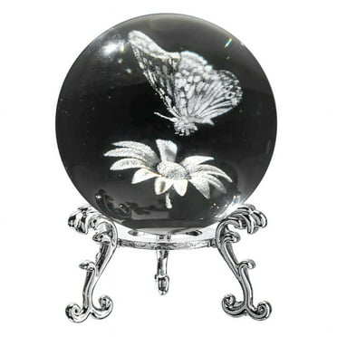 3D Laser Engraved Starry Crystal Decorative Ball Figurine 60mm Glass Sphere Paperweight with Stand Art Decor Crafts F