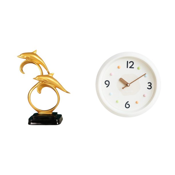 Figura de delfín,Colección de adornos de escritorio con figuras de delfines,Reloj de pared,Reloj de pared decorativo,moderno y elegante.,Reloj de pared redondo silencioso y sin tictac,regalo