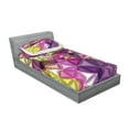 thumbnail image 2 of Ambesonne Abstract Fitted Sheet & Pillow Sham Set, Geometrical Diamond, Twin, Purple Yellow, 2 of 2