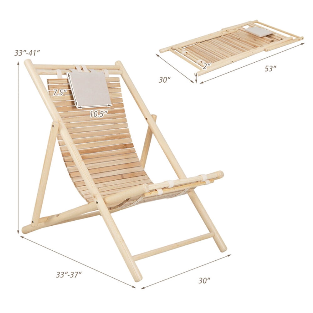 Aimee Lii Solid Fir Wood Lounge Chair with 3-Level Adjustable Backrest and Soft Padded Headrest, Patio Loungers, Natural Aimee Lii Solid Fir Wood Lounge Chair with 3-Level Adjustable Backrest and Soft Padded Headrest, Patio Loungers, Natural