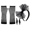 thumbnail image 3 of Conjunto de disfraz retro de fiesta Yashi para mujer de los años 80 falda tutú guantes de red collar de cuentas pulsera pendientes color negro, 3 of 3