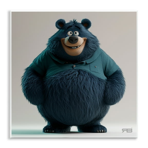 Stupell Industries Black Bear with Shirt Animals Painting Unframed Art Print Wall Art, 12 x 12