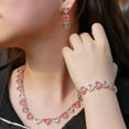 thumbnail image 4 of Heart Chain Link Gold CZ Red Lover Party Costume Necklace Earrings Jewelry Set, 4 of 9