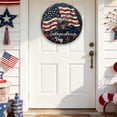 thumbnail image 6 of Wooden Patriotic Hanging Decor for Independence Day, Round American Flag Wall Sign for Home Porch, Festival Celebration Board, 6 of 6