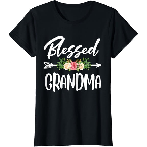 Blessed to be called Grandma Floral Arrow Design Mothers Day T-ShirtMen and women, Black T-shirt, size: Extra large S-4XL