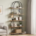 thumbnail image 1 of 71-pulgada 5 niveles metal collapsible portable freestanding estante - de altura almacenamiento organizer para exposición rack para oficina en casa y sala de estar in brown, 1 of 9