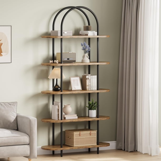 71-pulgada 5 niveles metal collapsible portable freestanding estante-de altura almacenamiento organizer para exposición rack para oficina en casa y sala de estar in brown