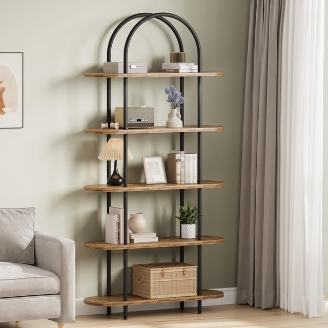 71-pulgada 5 niveles metal collapsible portable freestanding estante-de altura almacenamiento organizer para exposición rack para oficina en casa y sala de estar in brown