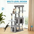 thumbnail image 2 of Yeshouse Árbol para gatos de 155 cm, varios niveles, ideal para gatos grandes y Maine Coon, con percha gigante, 2 compartimentos, postes rascadores de sisal y pelotas colgantes, 2 of 7