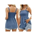 thumbnail image 4 of Liacowi Women Summer Tunics Tops Casual Cami Top Solid Color Sleeveless Backless Ruched Blouses, 4 of 5