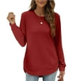 thumbnail image 2 of UJNDER Women's Sweatshirt Solid Color Lightweight Asymmetrical Hem Pullover Long Sleeve Casual RD3 M, 2 of 5