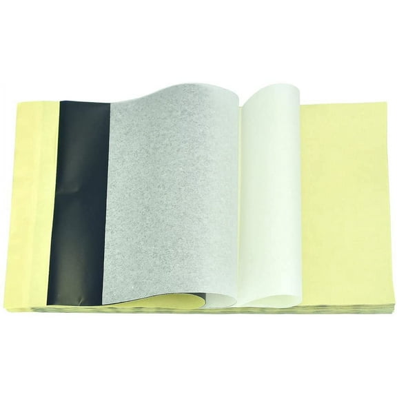 BUZIFU 50Sheets Tattoo Transfer Paper 4 Layer Tattoo Stencil Paper Printable Tattoo Tracing Paper Carbon Temporary Tattoo Paper Reusable Thermal Transfer Paper for Tattoo Transfer (A4 Size)