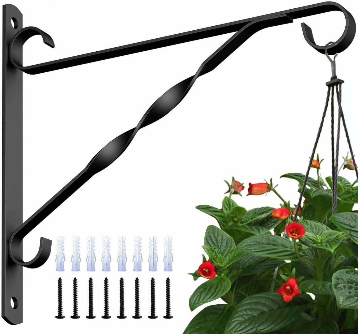 4 Pack Hanging Plants Bracket 10'' Wall Planter Hook Flower Pot Bird
