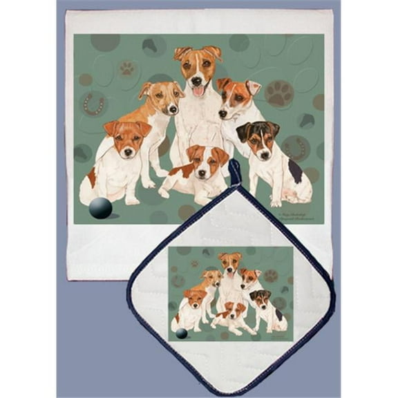 Pipsqueak Productions DP554 Dish Towel and Pot Holder Set - Jack Russell Terrier