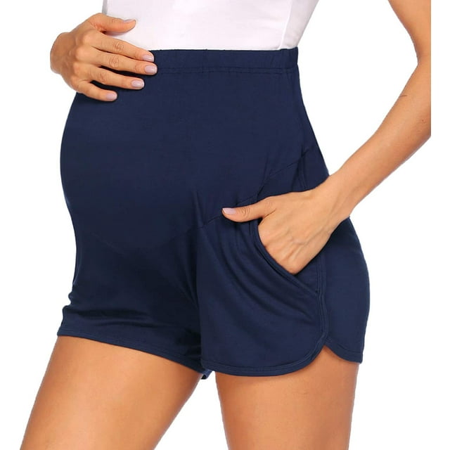 Pantalones cortos de maternidad transpirables con soporte para el embarazo sobre el vientre para mujer (L) Rojo Verde