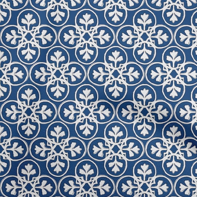 oneOone Cotton Silk Royal Blue Fabric Block Fabric For Sewing Printed Craft Fabric By The Yard 42 Inch Wide