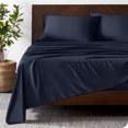 thumbnail image 2 of Bare Home Bamboo Sheet Set - Made from Rayon Fibers - Deep Pockets - 4 Piece - Queen, Midnight Blue, 2 of 7