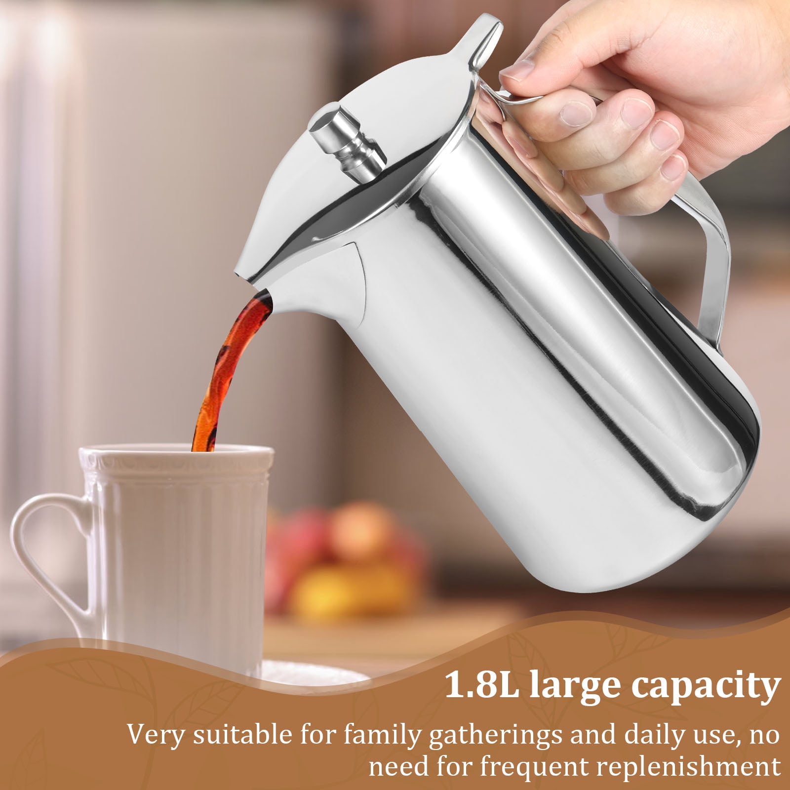 64 oz,Smooth Silver Stainless Steel Water Pitcher,stainless steel pitcher,metal water pitcher,metal water pitchers for restaurants,restaurant water pitcher,metal pitcher