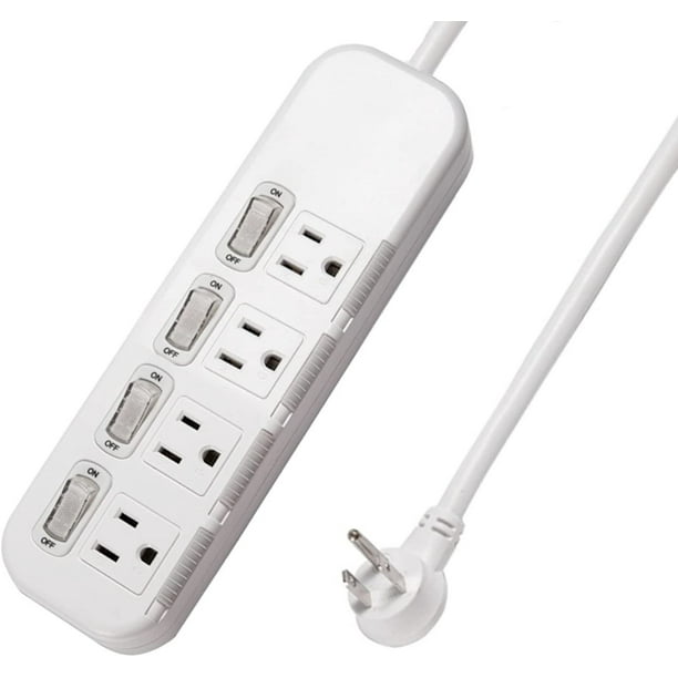 Power Strip Surge Protector with 4 Individual Switches & Protective