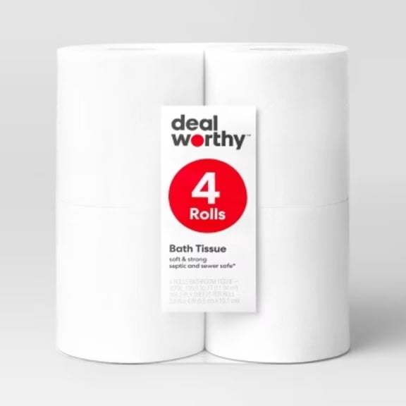 4-Roll Toilet Paper, Soft Bathroom Tissue for Everyday Use
