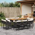 thumbnail image 1 of vidaXL 11 Piece Garden Dining Set with Cushions Black Poly Rattan, 1 of 5