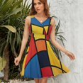 thumbnail image 7 of Mondrian Inspired（2） Dress Summer Street Style Dresses Female Sleeveless Printed Sundress, 7 of 7