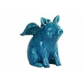 thumbnail image 1 of Winged Pig Sitting Figurine In Ceramic, Turquoise Blue, 1 of 1