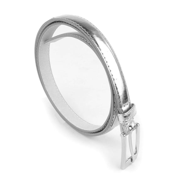 Women Skinny PU Leather Dress Belt Polished Buckle Belle Donne
