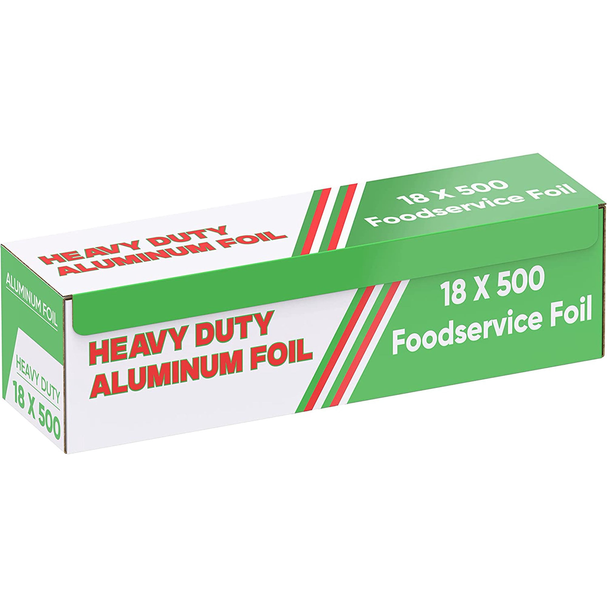 [5 Pack] Heavy Duty Food Service Aluminum Foil Roll (18 inch x 500 FT) with  Sturdy Corrugated Cutter Box - Great for Grill Use, Kitchen Wrap, Foil