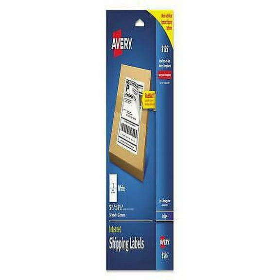 1PK AVE8126 Shipping Labels w/ TrueBlock Technology, Inkjet Printers, 5.5 x 8.5, White, 2/Sheet, 25 Sheets/Pack