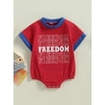 thumbnail image 2 of Wassery 4th of July Infant Baby Boys Girls Outfits Letter Print  Short Sleeve Crew Neck Romper Independence Day Clothes Summer Newborn Bodysuits 3-24M, 2 of 7