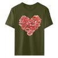 PMUYBHF Débardeur Femme TTTG Vert 4 Juillet pour Femmes Court pack T-Shirt Décontracté Col Rond Imprimé Cœur Rouge Manches Courtes
