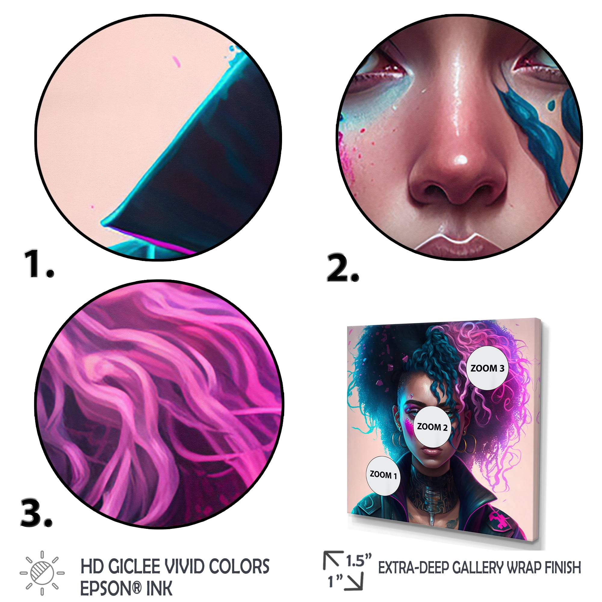 Designart Cyberpunk Woman With Curvy Hair II Canvas Wall Art