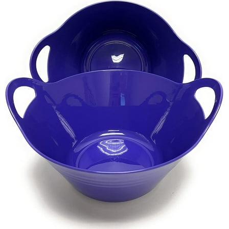 Mintra Home Plastic Bowls with Handles 2 Pack (Medium, Strong Purple)