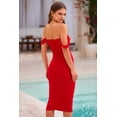 thumbnail image 2 of Vestido PRETTYGARDEN 2025 Ajustado con Hombros Descubiertos Rojo Talle S, 2 of 8