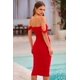 thumbnail image 2 of Vestido PRETTYGARDEN 2025 Midi Rojo con Hombros Descubiertos y Fruncido Talla L, 2 of 8