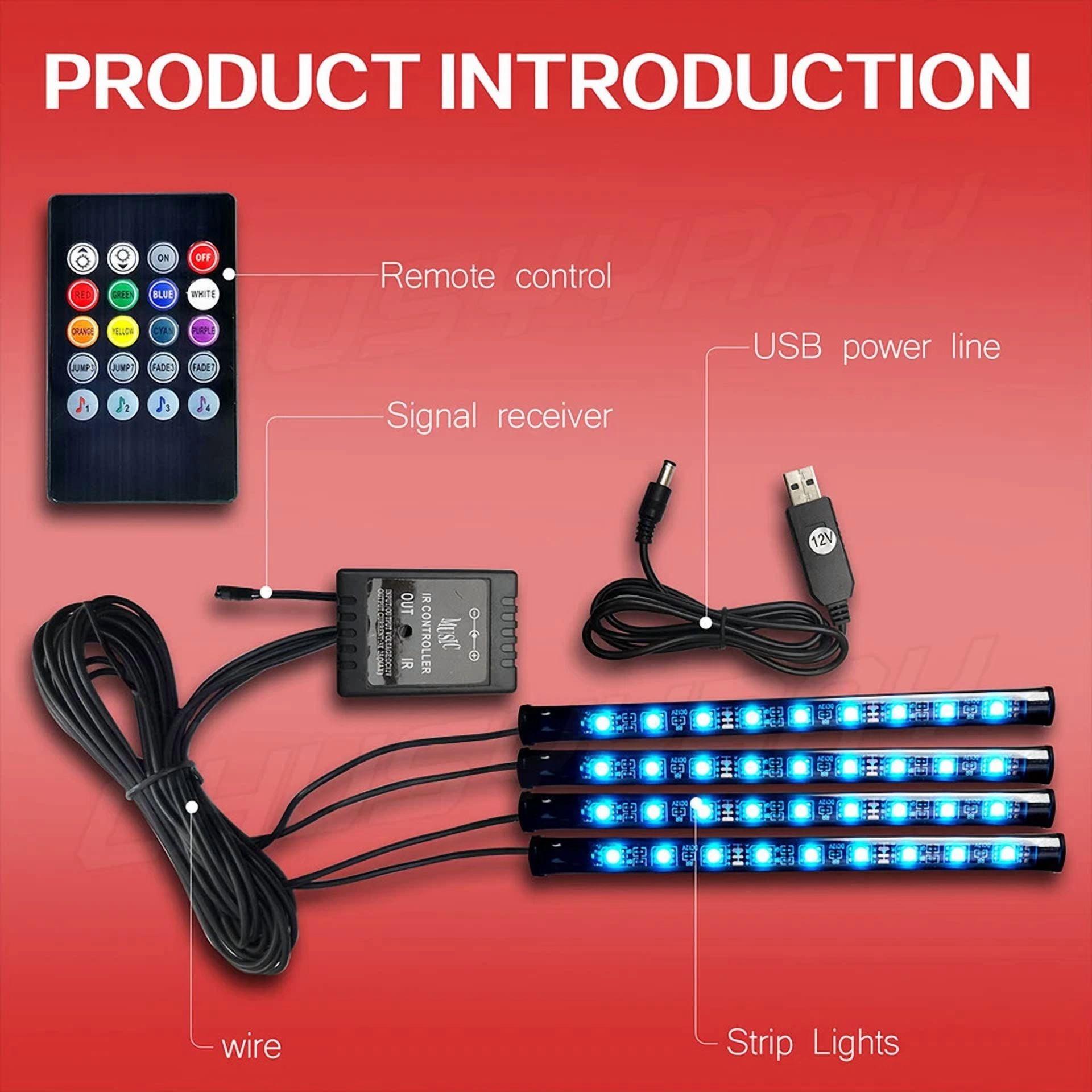 4Pc Flexible 5050 Rgb Led Strip Light Remote Fairy Light Room Party