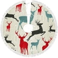thumbnail image 3 of GZHJMY Christmas Tree Skirt Xmas Tree Skirts 48" Christmas Wooden Reindeer Christmas Tree Mat for Christmas Holiday Party Ornaments, 3 of 5