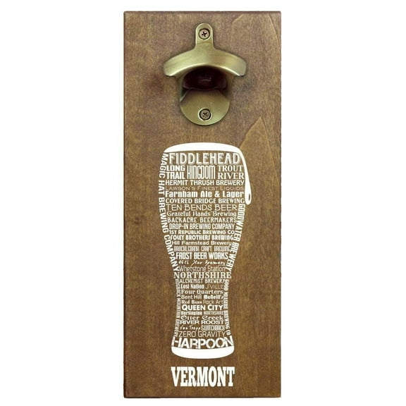 Vermont Craft Beer Typography Cap Catching Magnetic Bottle Opener