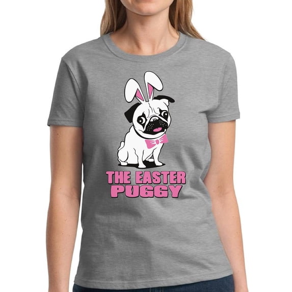 Easter Shirts for Women - S M L XL 2XL 3XL - Easter Puggy Graphic Tee