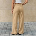 thumbnail image 2 of Lmnyox Kid's Sweatpants Wide Leg Solid Color Elastic Waist Drawstring Pants Open Bottom Trousers with Pockets, 2 of 8