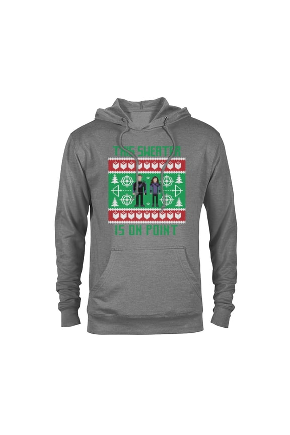 Hawkeye Clint Barton Kate Bishop Ugly Holiday Sweater - Pullover Hoodie for Adults - Customized-Graphite Heather