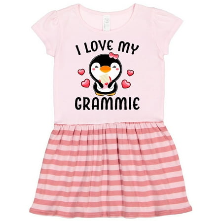 

Inktastic I Love My Grammie with Cute Penguin and Hearts Gift Toddler Girl Dress